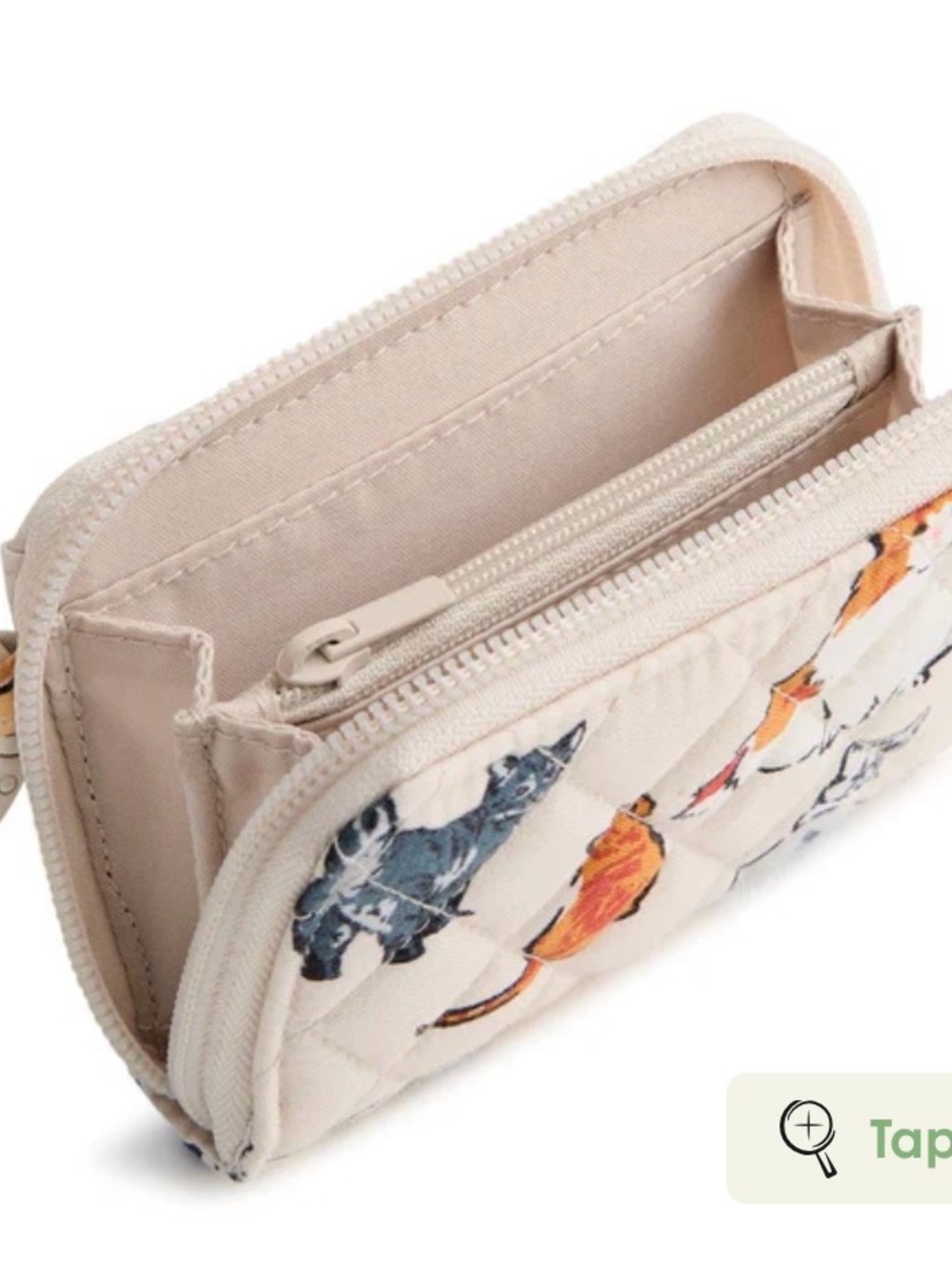 Vera Bradley Quilted “A Cats Life” Zip Around Wallet in Cream, Orange, Blue - Picture 3 of 3